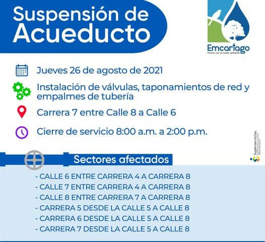Suspensión de acueducto agosto 26 2021