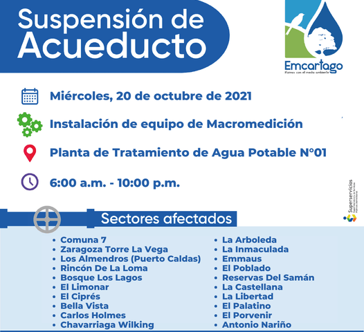 Suspensión de acueducto oct 20 2021