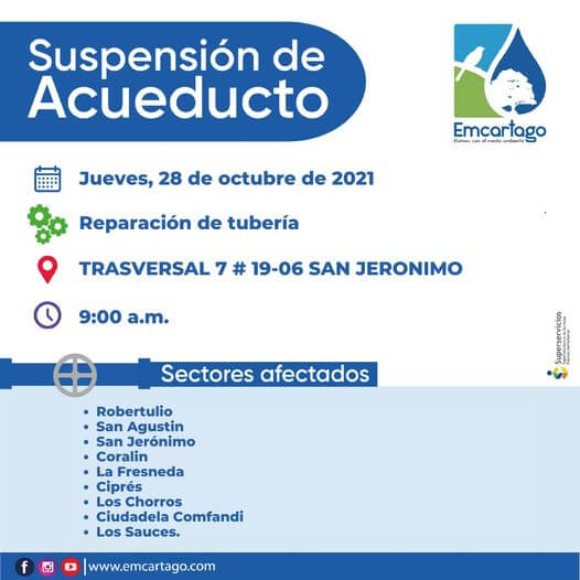 Suspensión de acueducto oct 28 2021