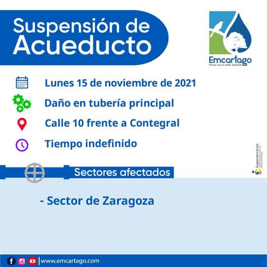 Suspensión de acueducto nov 15 2021
