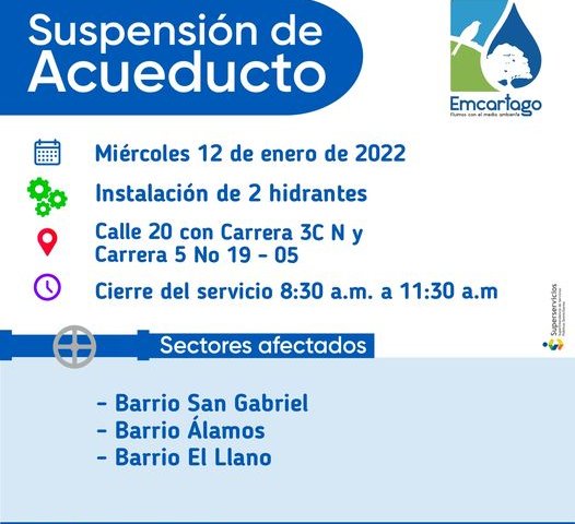 Suspencion de acueducto