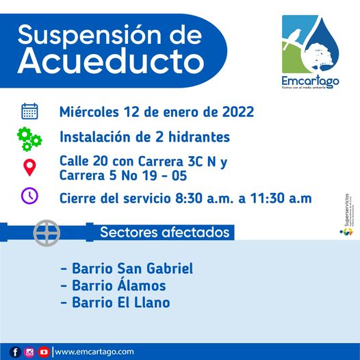 Suspencion de acueducto