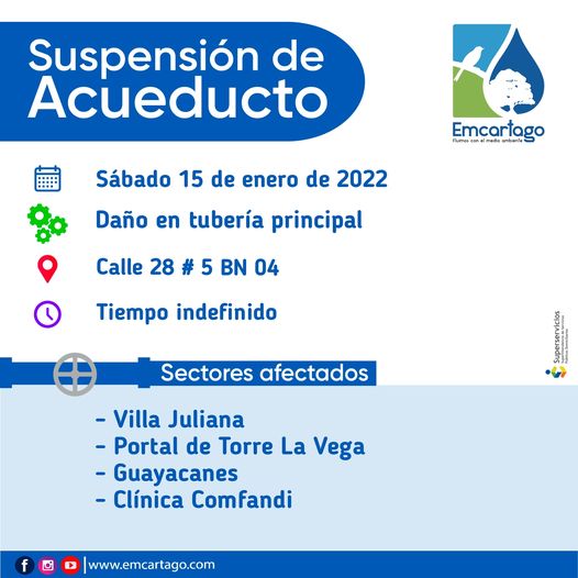 Suspencion de acueducto