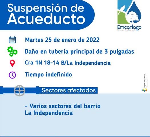 Suspencion de acueducto
