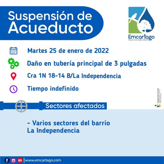 Suspencion de acueducto