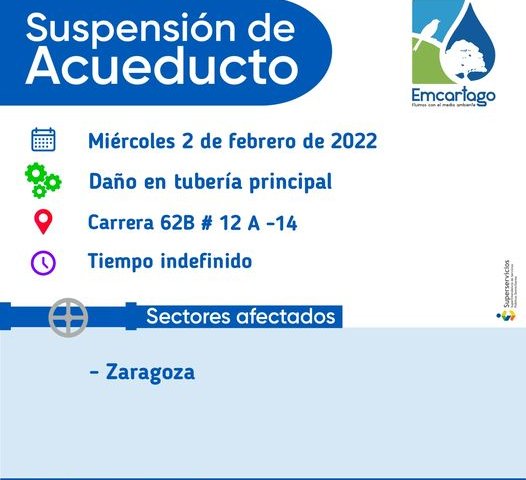 Suspencion de acueducto