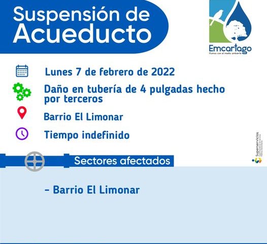 Suspencion de acueducto