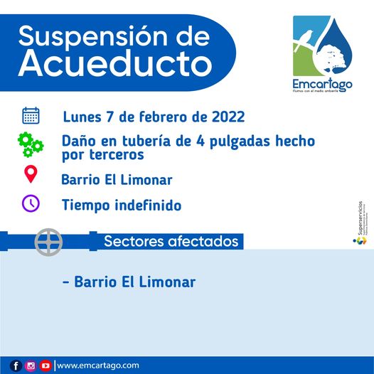 Suspencion de acueducto