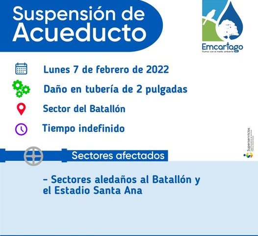 Suspencion de acueducto