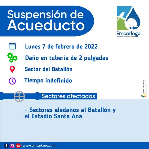 Suspencion de acueducto