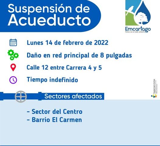 Suspencion de acueducto
