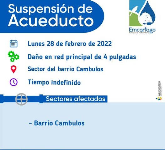 Suspencion de acueducto