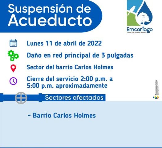 Suspencion de acueducto