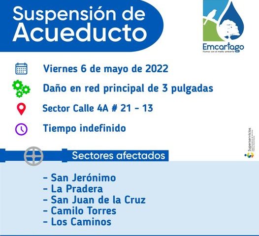 Suspencion de acueducto