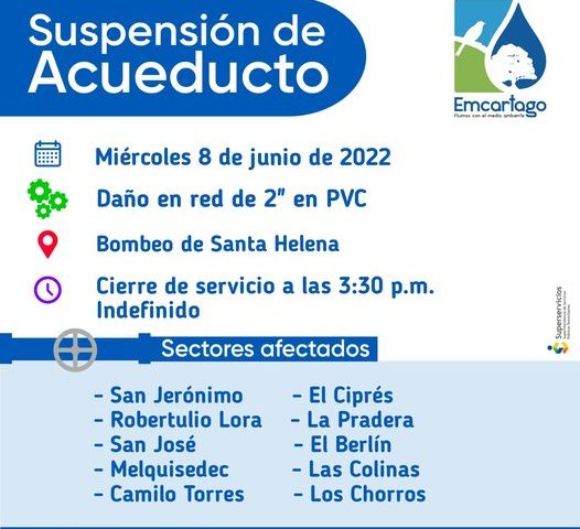 Suspencion de acueducto