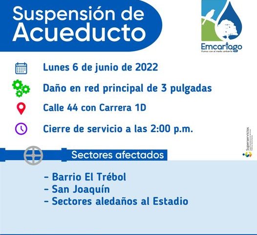 Suspencion de acueducto