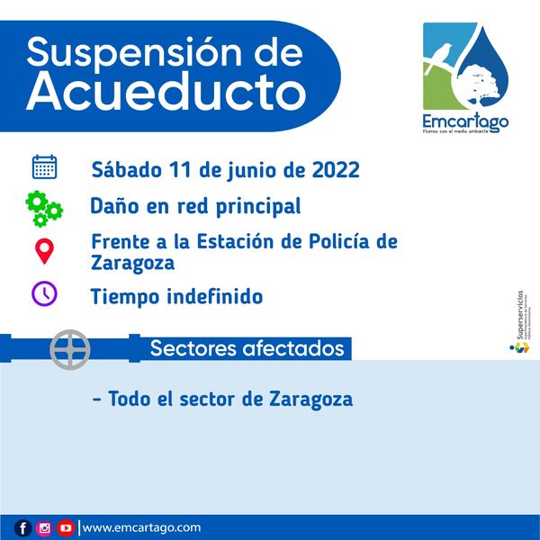 Suspencion de acueducto