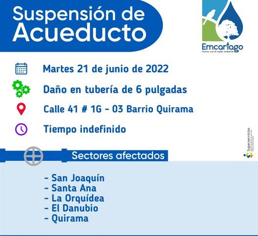 Suspencion de acueducto