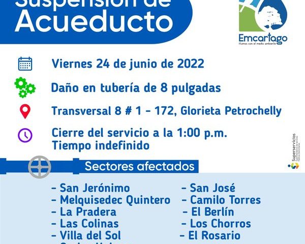 Suspencion de acueducto