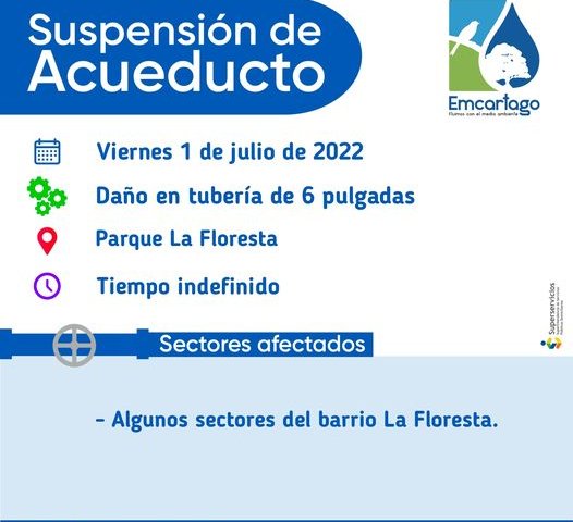 Suspencion de acueducto