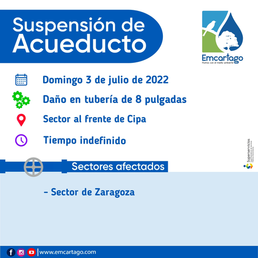 Suspencion de acueducto