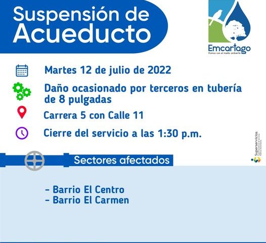 Suspencion de acueducto