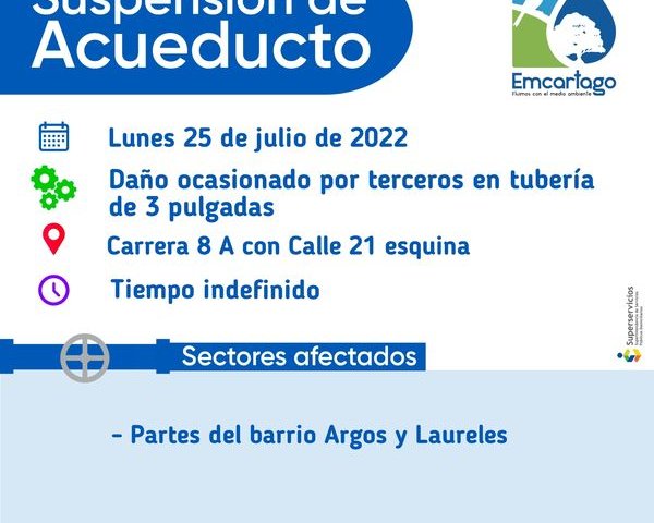 Suspencion de acueducto