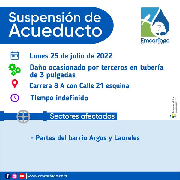 Suspencion de acueducto