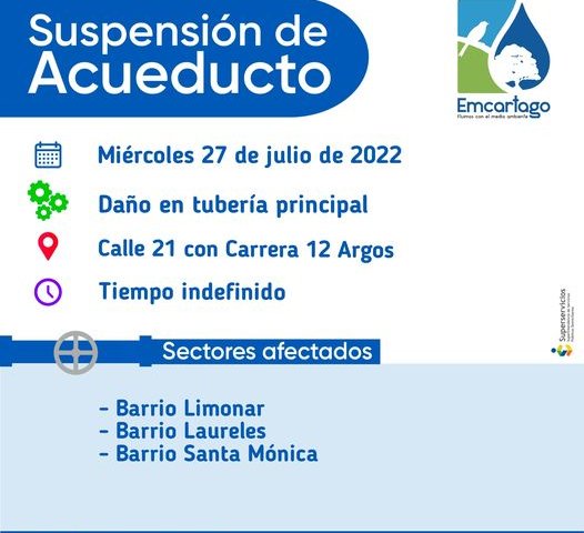 Suspencion de acueducto