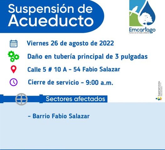 Suspencion de acueducto