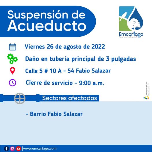 Suspencion de acueducto