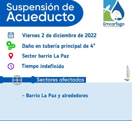 Suspencion de acueducto